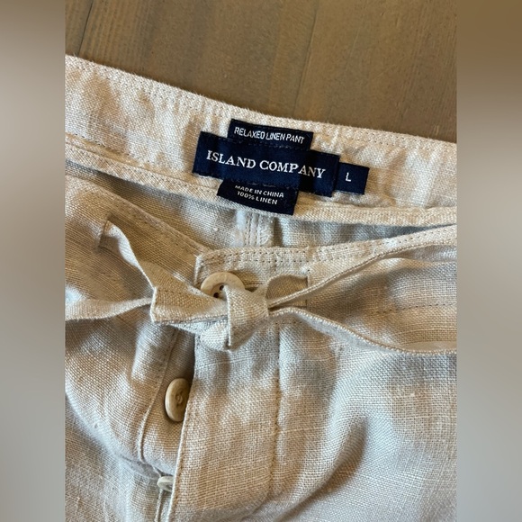 Linen Cream Pants Size Large - Picture 5 of 7
